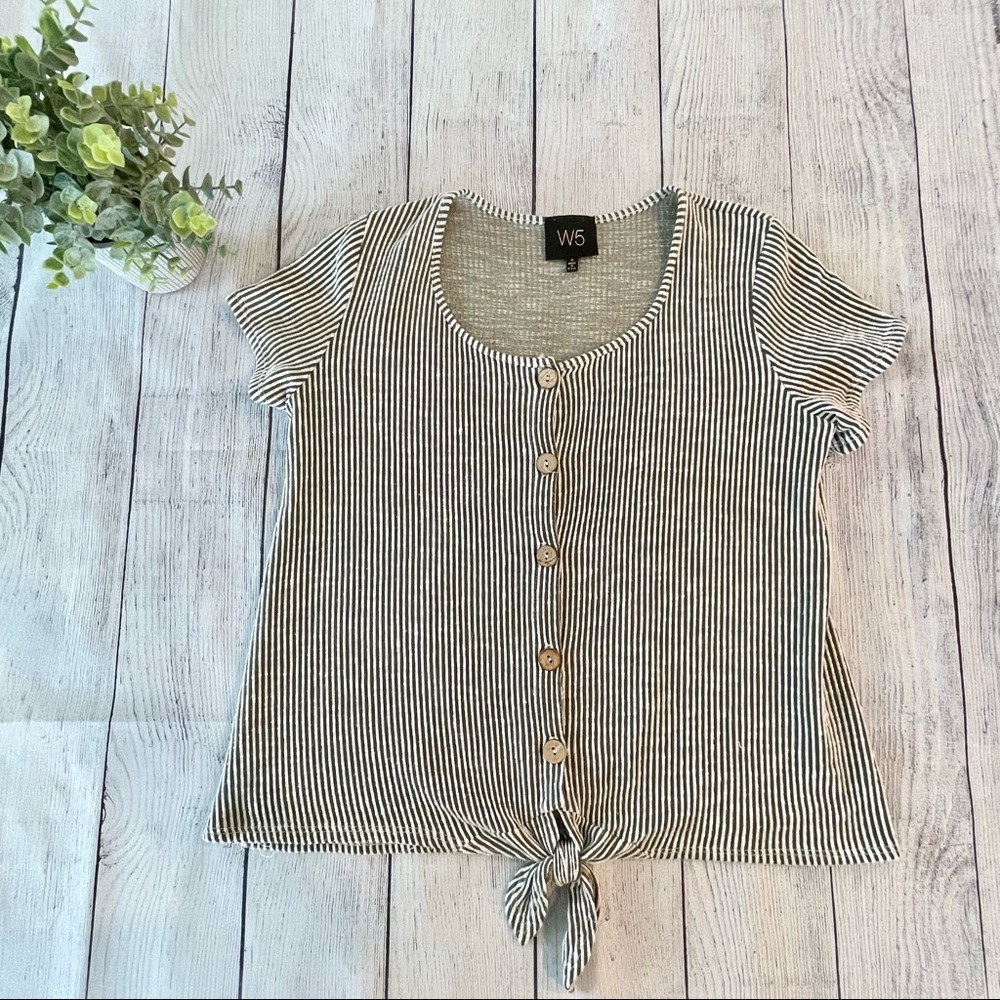 W5 Black and White Striped Blouse